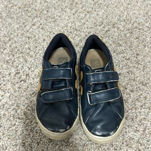 Blue and gold boy’s Veja sneakers, in good used condition